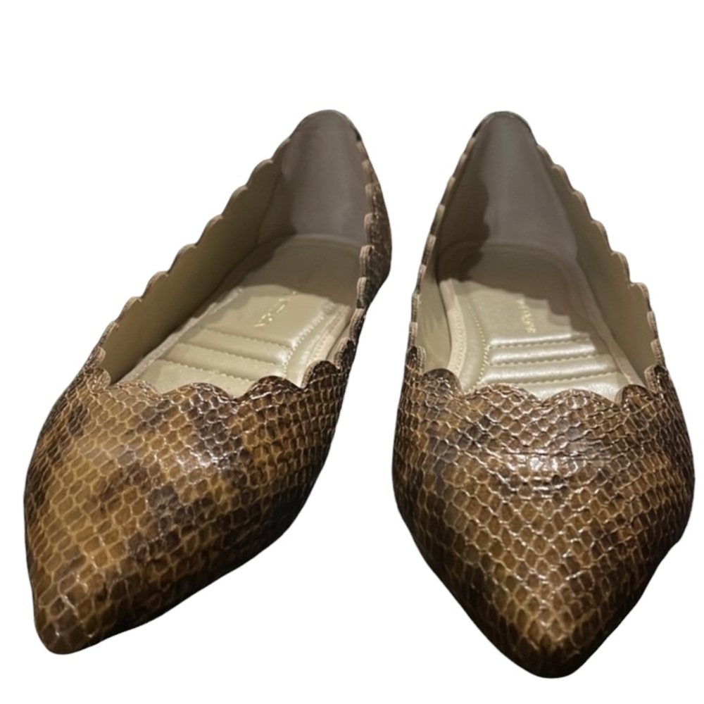 Adrienne Vittadini Pointed Toe Flats, Snakeskin Print